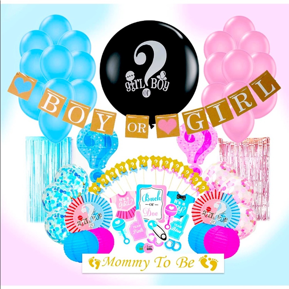 Party Kit Set of 111 Baby Gender Reveal Kit for Baby Boy Baby Girl | Baby Gender